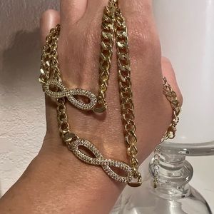 KC Chic Infinity Rhinestone Necklace and Bracelet Set